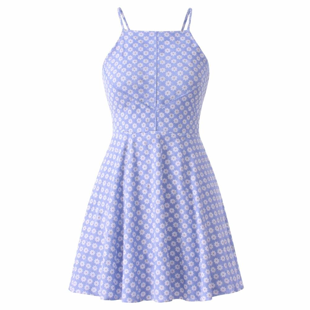 Trixxi Eyelet Skater Size XL Blue Dress, NWT White Embroidered Flowers Cutout